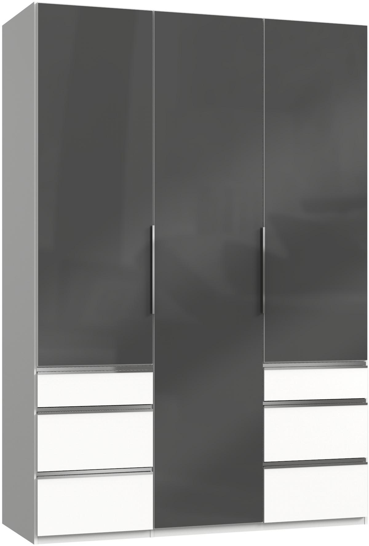 Drehtürenschrank 150cm Level, Grau/weiß - Weiß/Grau, MODERN, Glas/Holzwerkstoff (150/216/58cm) - MID.YOU