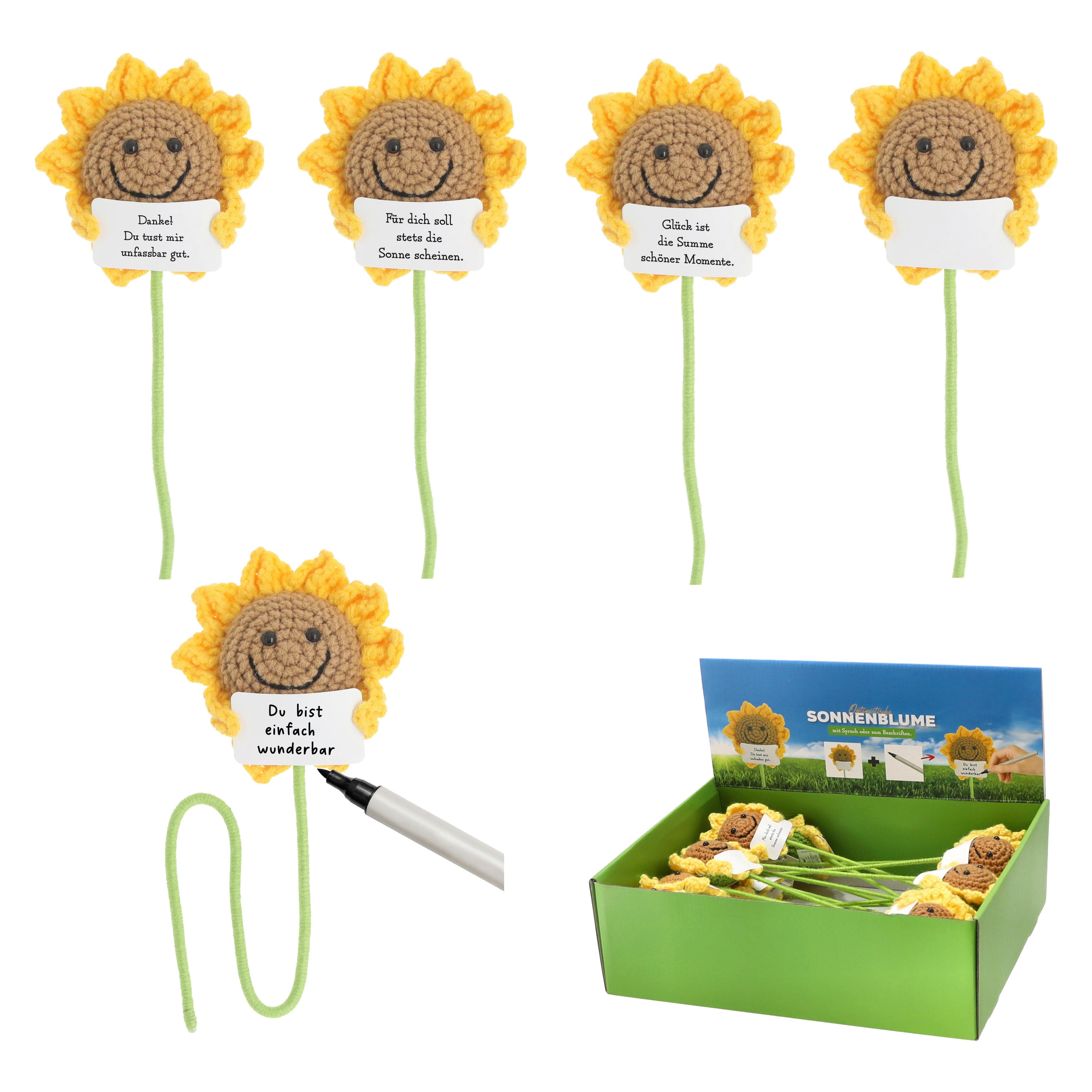 DEKOKOPF POSITIVE SUNFLOWER - Gelb/Braun, Basics, Textil (9/32/9cm)