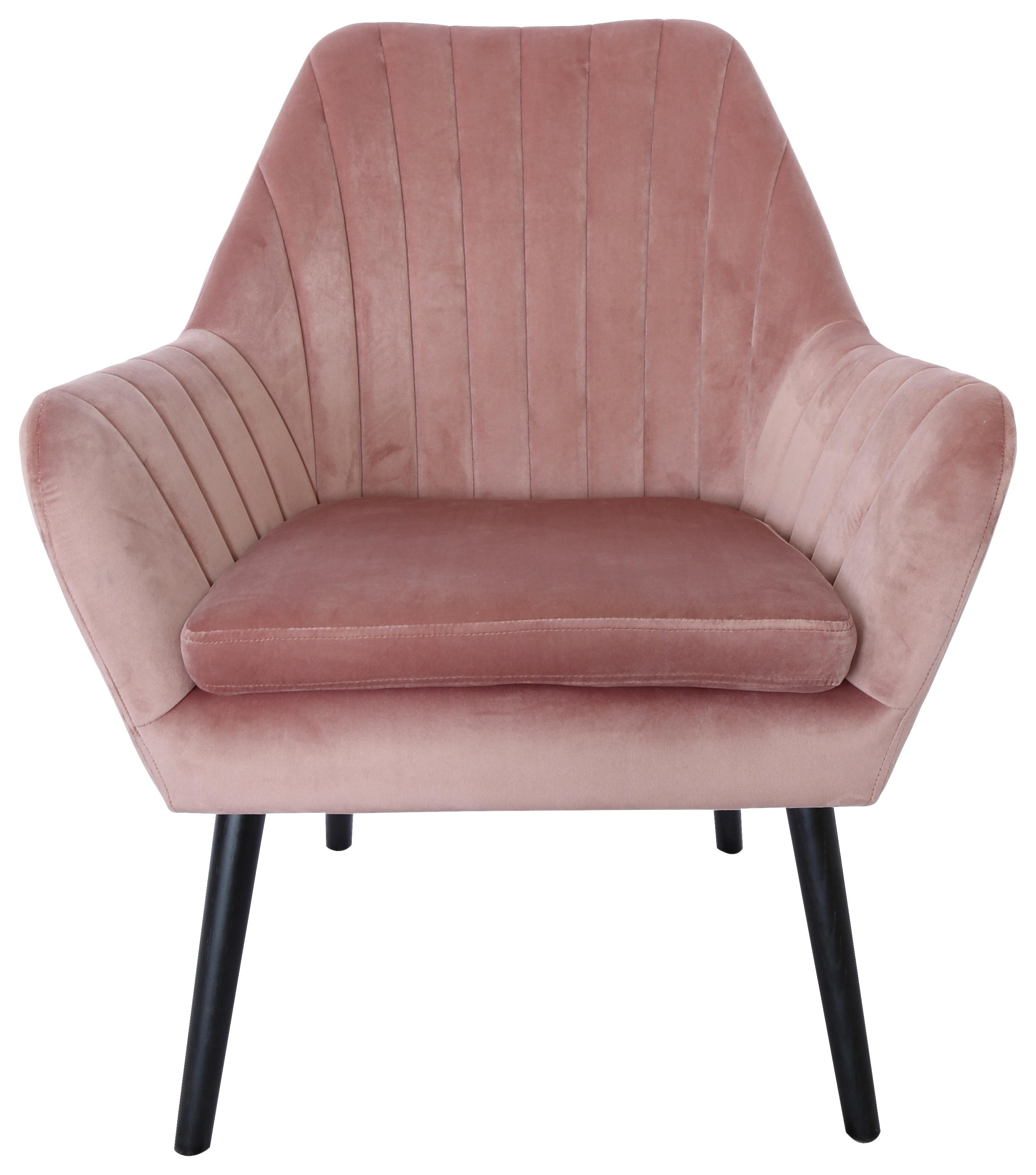 Zamatové kreslo Josefina, ružové - čierna/ružová, Modern, drevo/textil (73/84/75cm) - Mömax