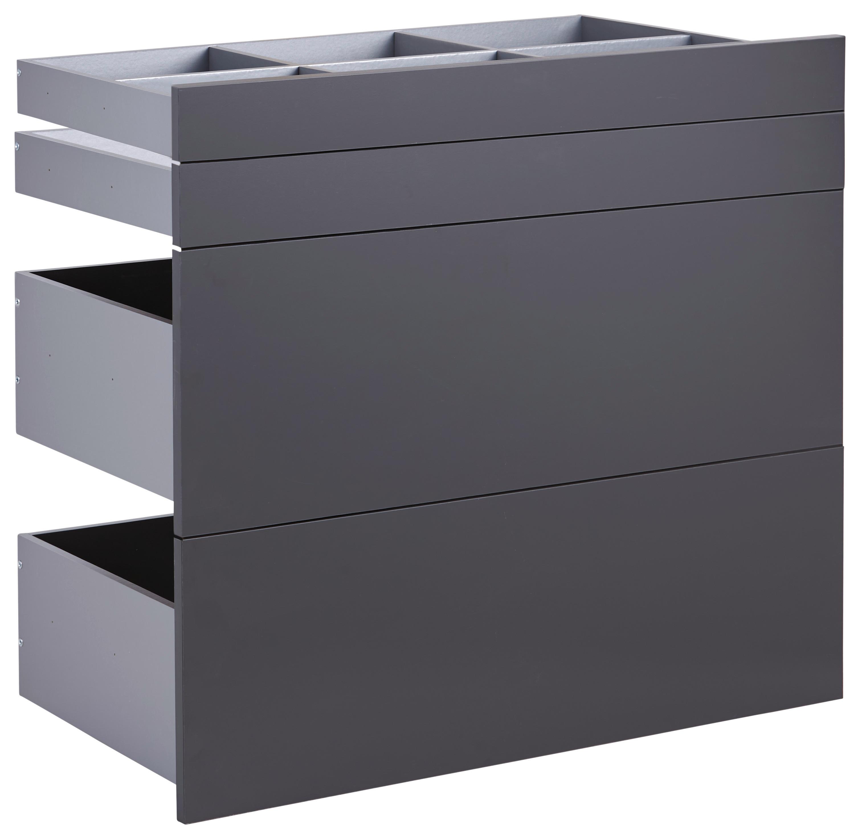 Schubladeneinsatz Unit Anthrazit B: 91 cm 4 Fächer - Anthrazit, MODERN, Holzwerkstoff (91/83/47cm) - Ondega