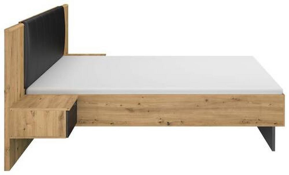 Bettanlage Apollon Eiche Artisan/schwarz B: 180cm - Schwarz/Eiche Artisan, MODERN, Holzwerkstoff/Textil (180/200cm) - Rauch Möbel