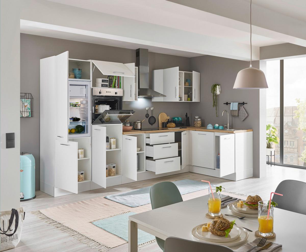 Eckküche Turin Weiß/Eiche Dekor 340x175 cm - Weiß/Eiche Artisan, Basics, Holzwerkstoff (340/175cm) - MID.YOU