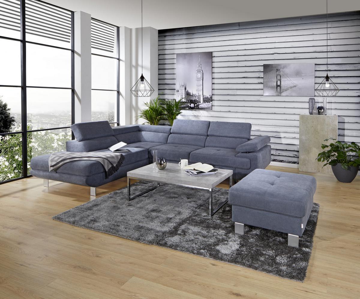 Ecksofa Mit Schlaffunktion & Bettkasten Savona Blaugrau - Blaugrau, MODERN, Textil (230/270cm) - Ondega