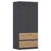 Drehtürenschrank Costa Grau Eiche Artisan Dekor - Eiche Artisan/Grau, MODERN, Holzwerkstoff (91/197/54cm) - Rauch Möbel