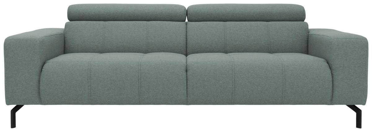 3-Sitzer-Sofa Kopfteil verstellbar Cunelli Türkis - Schwarz/Hellblau, Design, Textil (238/79/104cm) - MID.YOU
