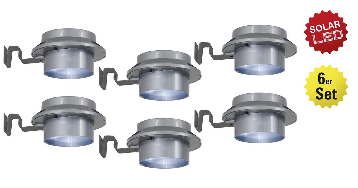 6 X Solarleuchte Grau H: 12 Cm - Grau, Basics, Kunststoff (12 cm /6 cm cm) - Näve