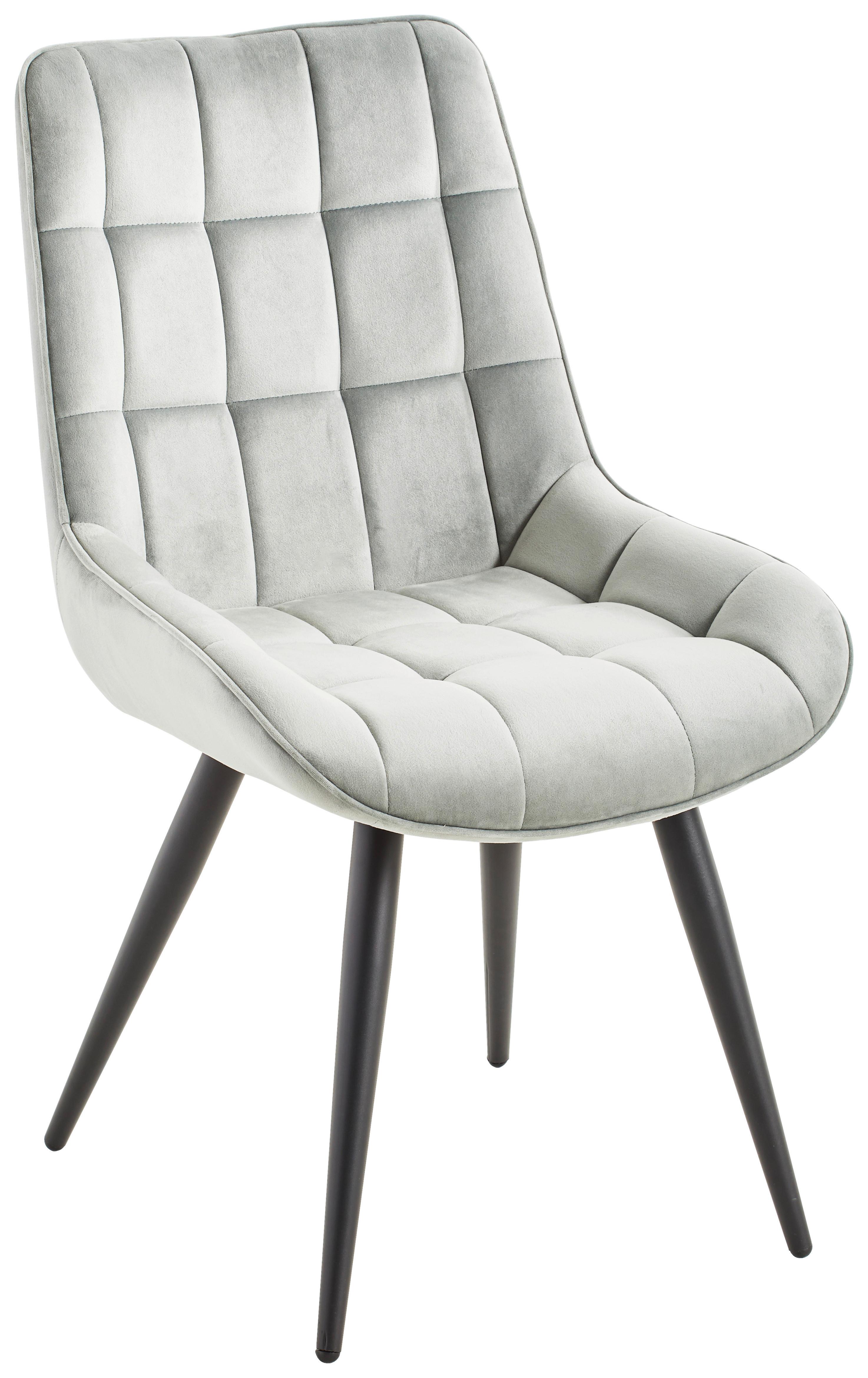 Schalenstuhl Marion Grau Samt Gepolstert - Schwarz/Grau, MODERN, Textil/Metall (53,5/90/62cm) - MID.YOU