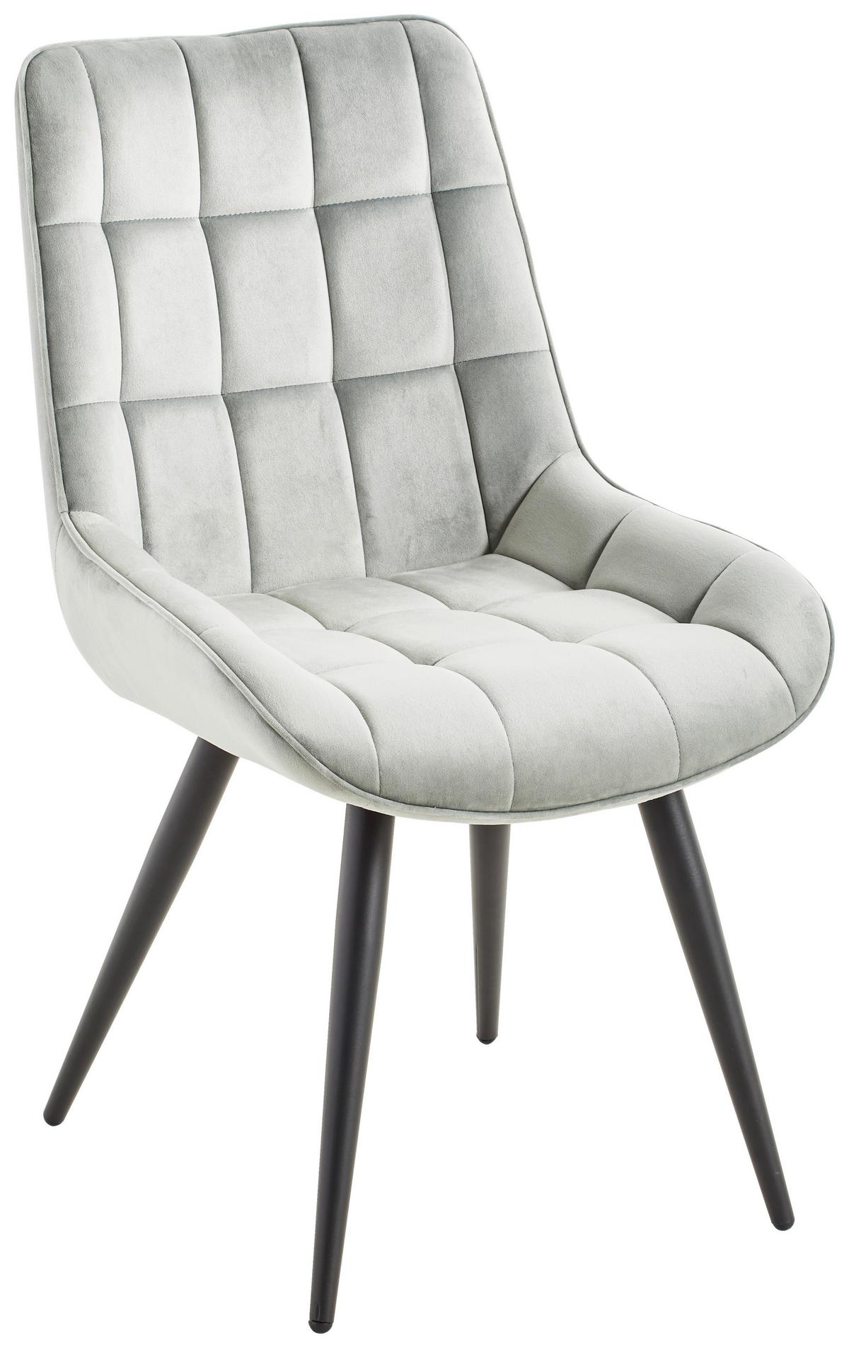 Schalenstuhl Marion Grau Samt Gepolstert - Schwarz/Grau, MODERN, Textil/Metall (53,5/90/62cm) - MID.YOU