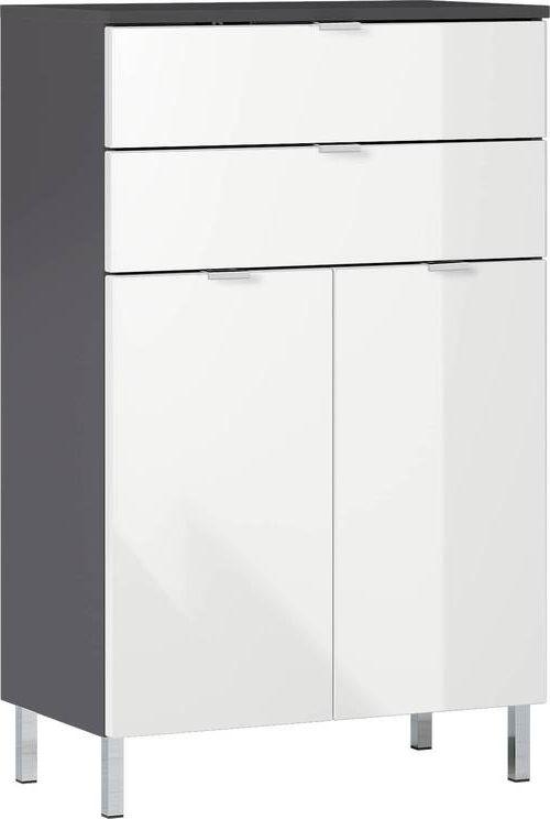 Kommode Soft-Close-System 60 cm Mauresa Graphit/Weiß - Chromfarben/Graphitfarben, KONVENTIONELL, Holzwerkstoff (60/97/34cm) - Germania