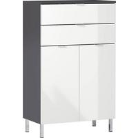 Kommode Soft-Close-System 60 cm Mauresa Graphit/Weiß - Chromfarben/Graphitfarben, KONVENTIONELL, Holzwerkstoff (60/97/34cm) - Germania