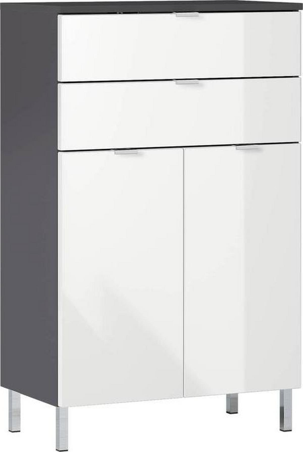 Kommode Soft-Close-System 60 cm Mauresa Graphit/Weiß - Chromfarben/Graphitfarben, KONVENTIONELL, Holzwerkstoff (60/97/34cm) - Germania