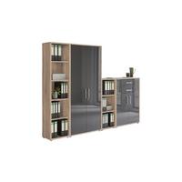 Aktenschrank Office Edition Anthr. Hg/eiche D. B: 257cm - Anthrazit Hochglanz/Sonoma Eiche, MODERN, Holzwerkstoff (257/185,6/33cm) - MID.YOU