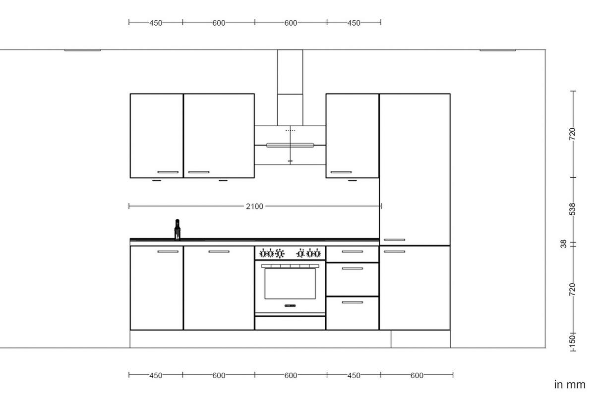 Kuchyňská linka 270 cm, minerální zelená,ultra matná - barvy dubu/černá, Moderní, kov/kompozitní dřevo (270cm) - Nobilia