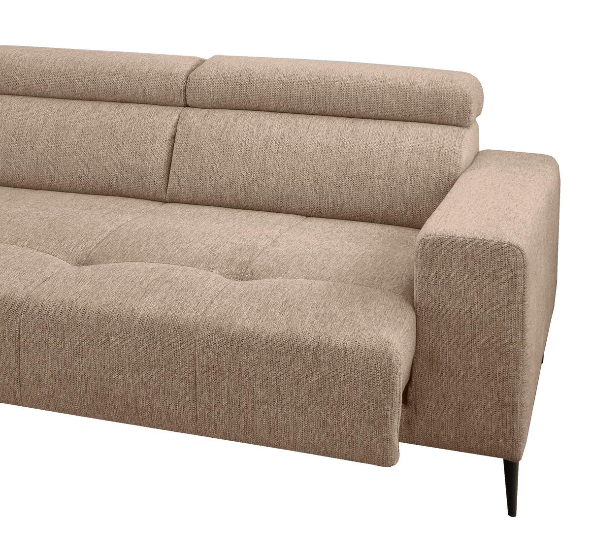 Ecksoga Intera Hellbraun S: 188x276 Cm - Hellbraun/Schwarz, KONVENTIONELL, Textil (188/276cm) - Livetastic