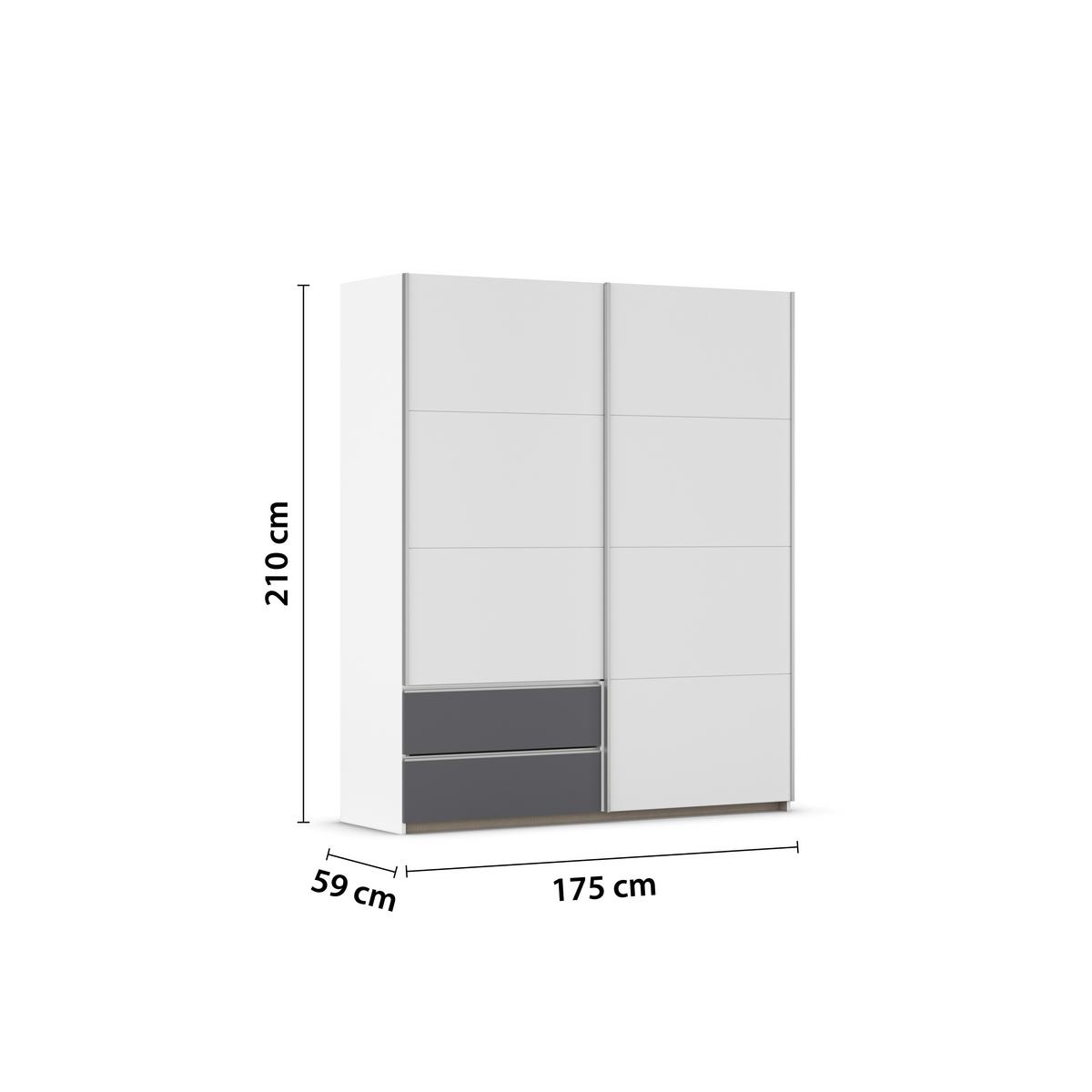 Schwebetürenschrank Stoke Grau Weiß B: 175 cm - Weiß/Grau, MODERN, Holzwerkstoff (175/210/59cm) - Rauch Möbel