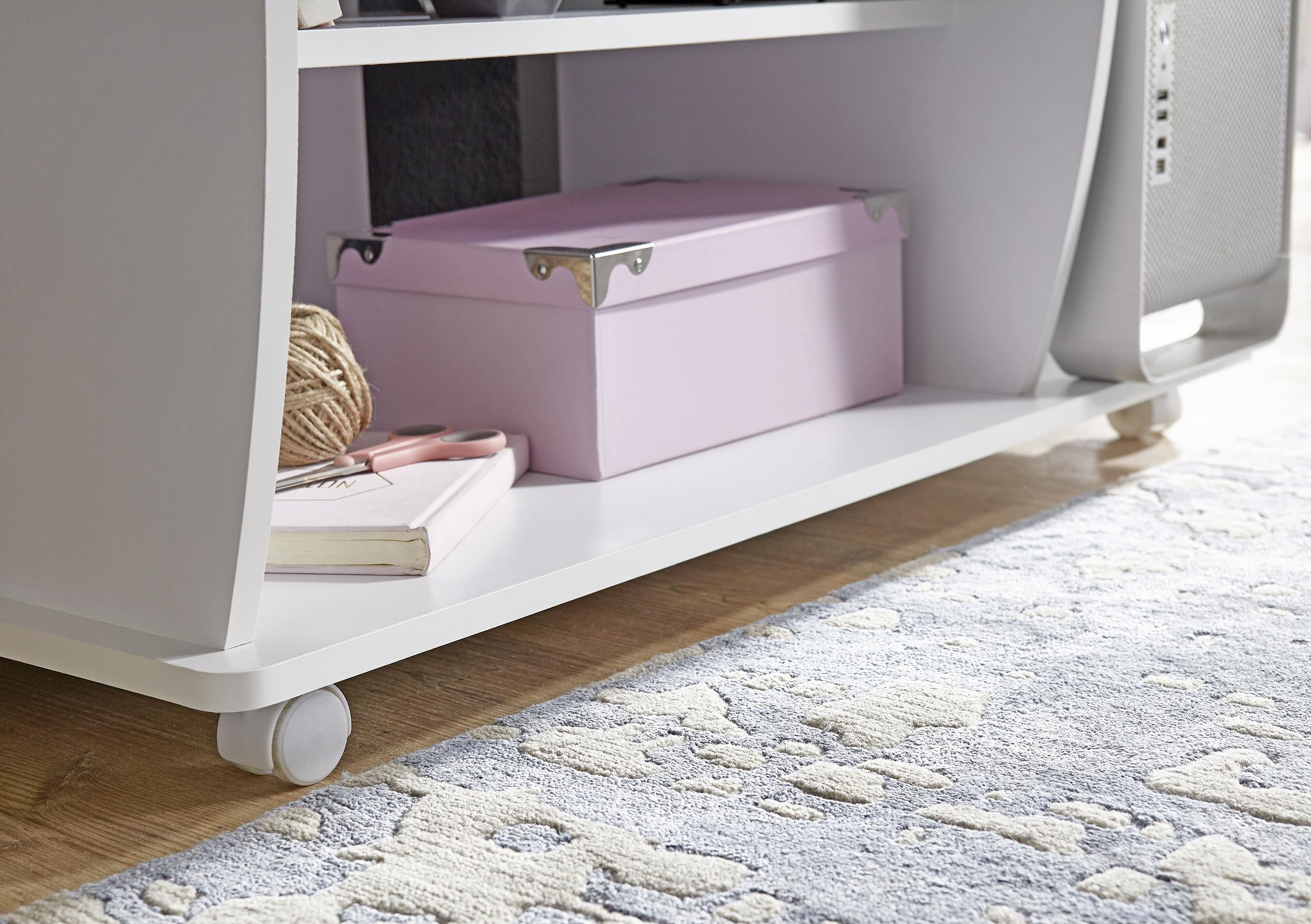 Computertisch Auf Rollen B 90cm H 71cm Diana, Weiß - Weiß, KONVENTIONELL, Holzwerkstoff/Kunststoff (50/90/71cm) - MID.YOU