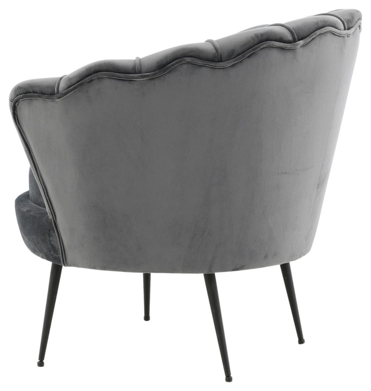 Sessel Calais - Dunkelgrau/Schwarz, Design, Textil/Metall (83/76/77cm) - Livetastic
