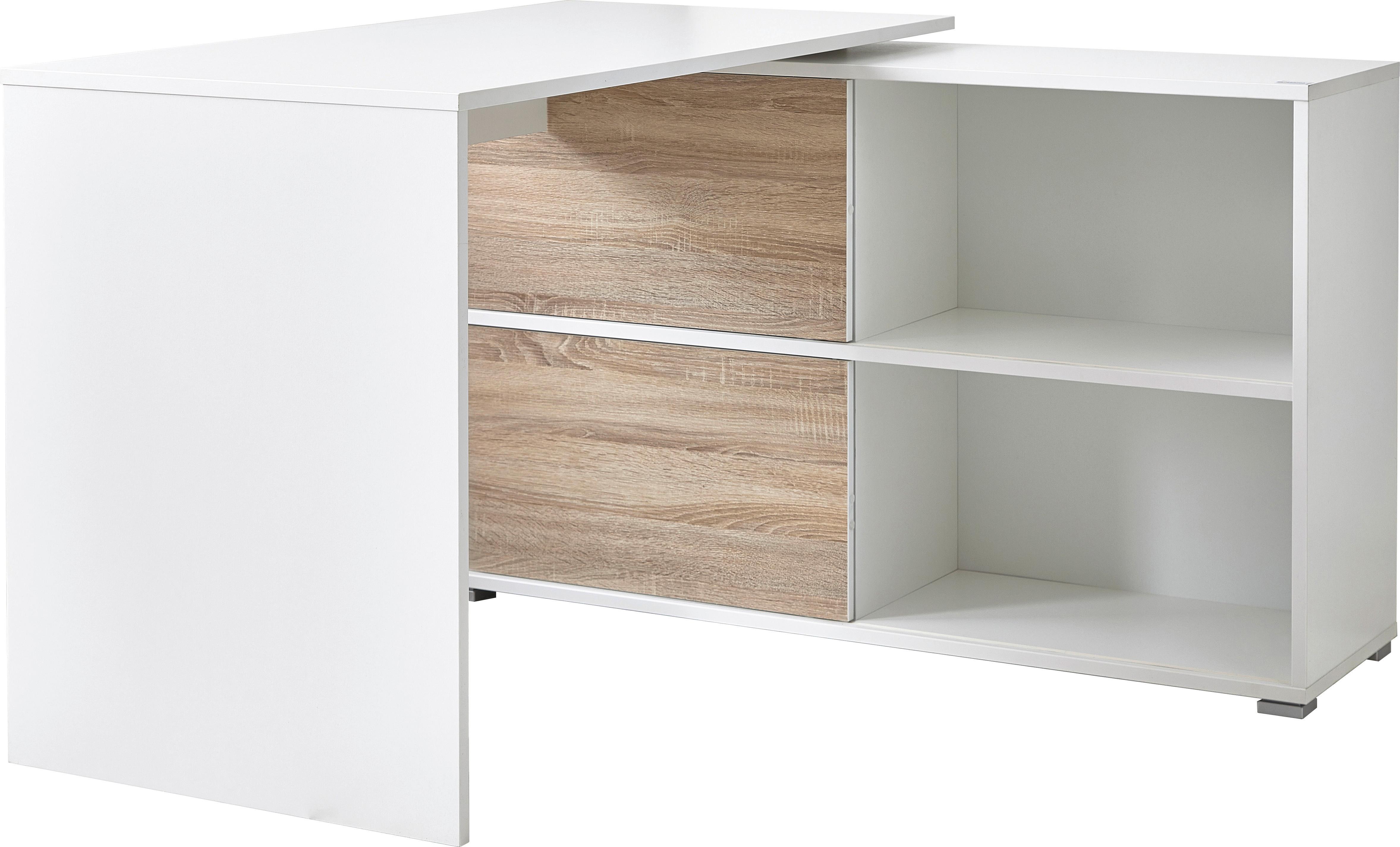 Eckschreibtisch mit Stauraum B 120cm H 76cm Slide, Weiß