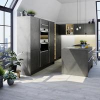 Einbauküche Base Frei Planbar Modern, grifflos - Eichefarben/Anthrazit, MODERN, Holzwerkstoff - Express