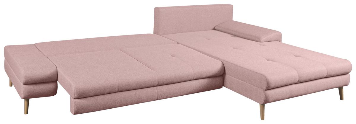 Ecksofa mit Schlaffunktion Floby Stauraum Rosa - Erlefarben/Naturfarben, Trend, Textil (313/215cm) - MID.YOU