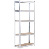 Schwerlastregal Stahl 75x172x30 cm Max. 375kg/Boden - Silberfarben/Naturfarben, Basics, Holzwerkstoff/Kunststoff (75/172/30cm) - Homezone