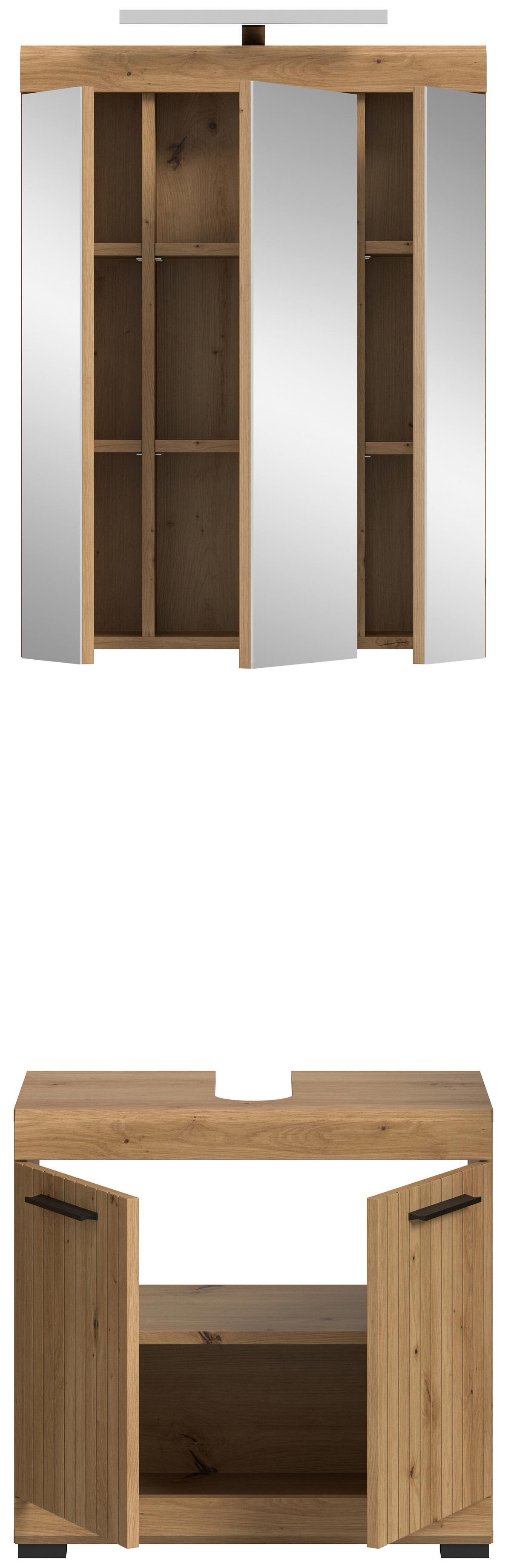 Badezimmer Scout Eiche Artisan Dekor B: 60cm - Schwarz/Eiche Artisan, Trend, Glas/Holzwerkstoff (60cm) - MID.YOU