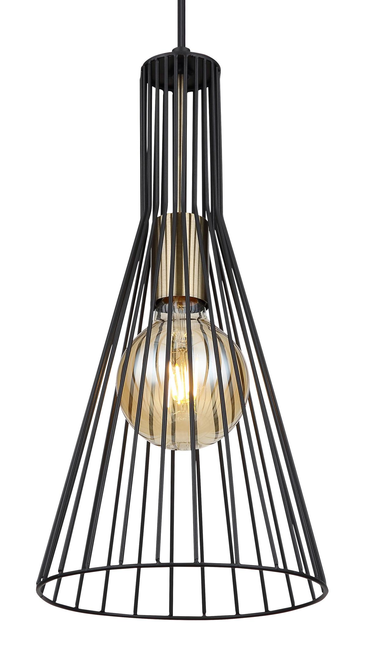 Hängeleuchte Milli H: 120 Cm 1-Flammig Gitterschirm Design - Schwarz, Basics, Metall (20/120cm) - Globo