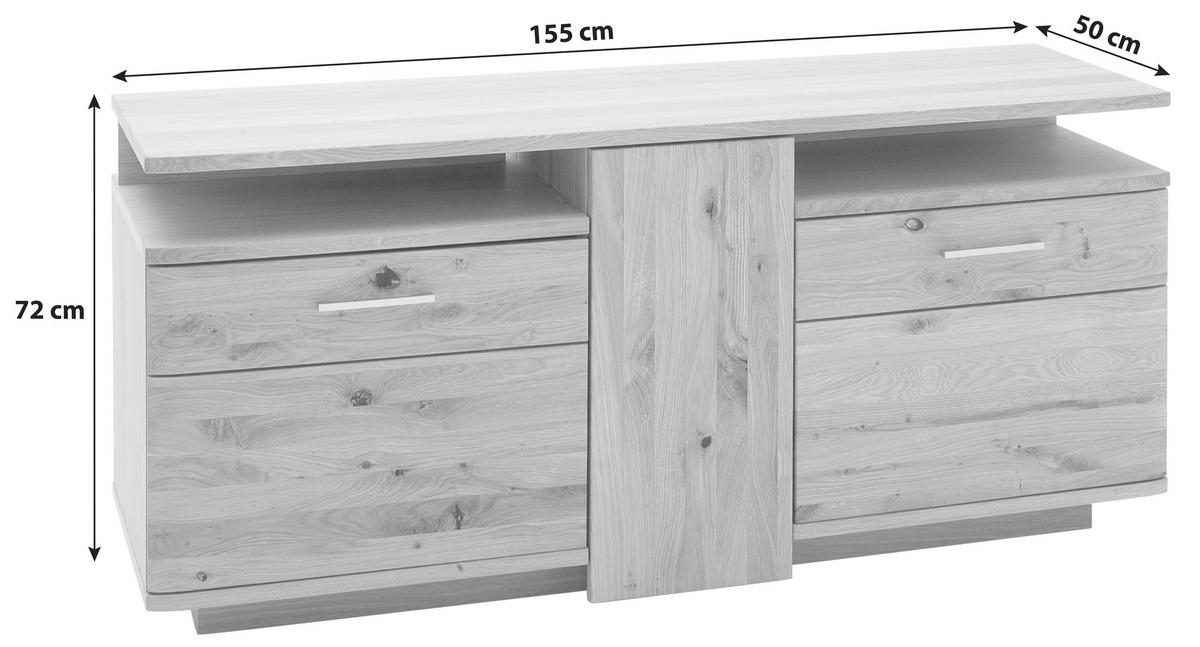 TV-Element Santori B: 155 cm Eiche Dekor - Eichefarben/Schwarz, Design, Holz/Holzwerkstoff (155/72/50cm) - Livetastic
