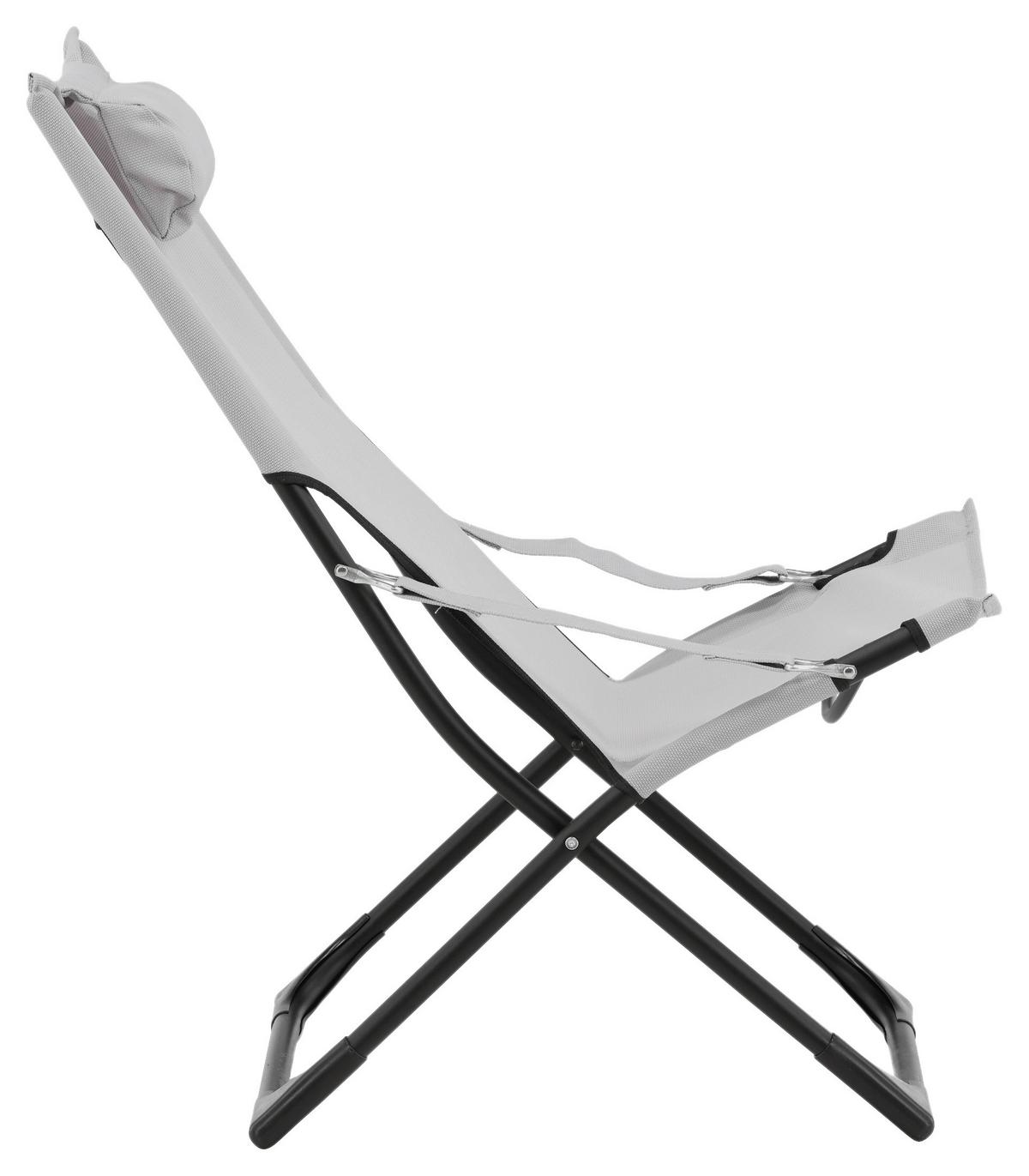 Strandsessel Seville Metall, Textil - Schwarz/Grau, KONVENTIONELL, Textil/Metall (63/89/84cm) - Gardenson