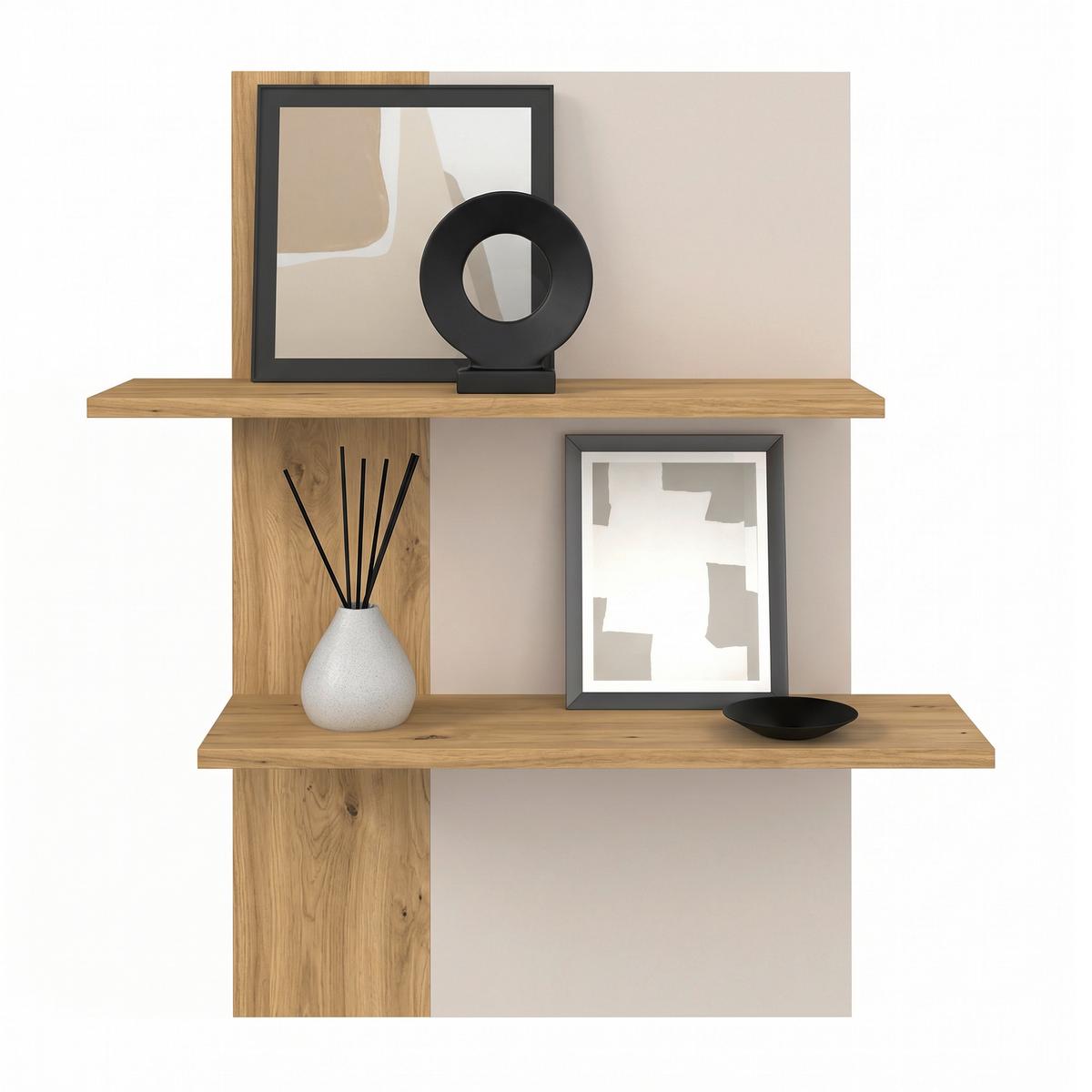 Wohnwand Caneva Eiche Artisan/Kaschmir B:267cm - Kaschmir/Eiche Artisan, MODERN, Glas/Holzwerkstoff (267,5/135/40cm) - Modern Living