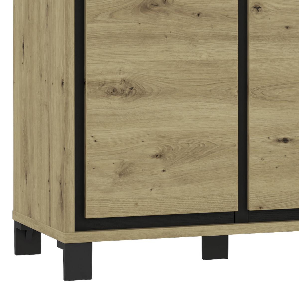 Kommode B 91,4 Cm Trondheim, Eiche Dekor/schwarz - Eichefarben/Schwarz, MODERN, Holzwerkstoff/Kunststoff (91,4/91,2/41,5cm) - MID.YOU