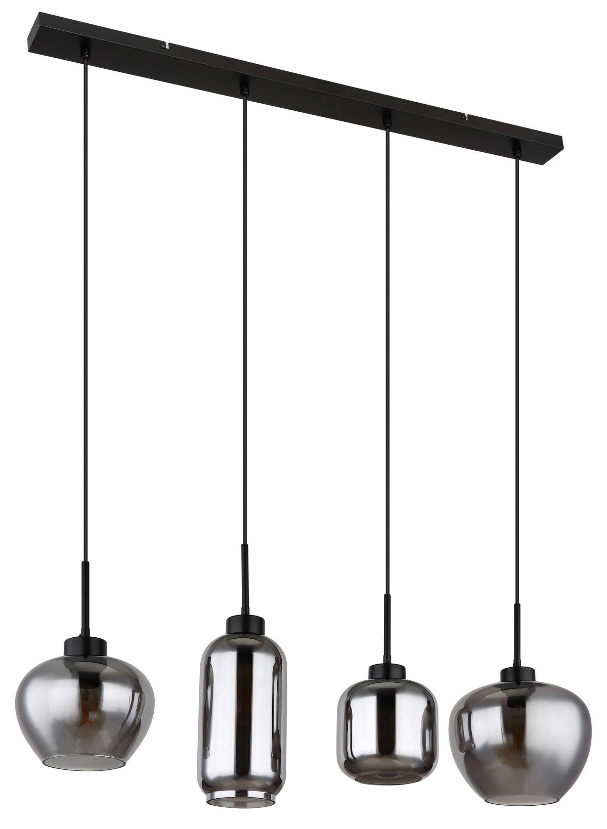 Hängeleuchte 4-Flammig Indoor - Schwarz, Design, Glas/Kunststoff (99,5/24/120cm) - Globo