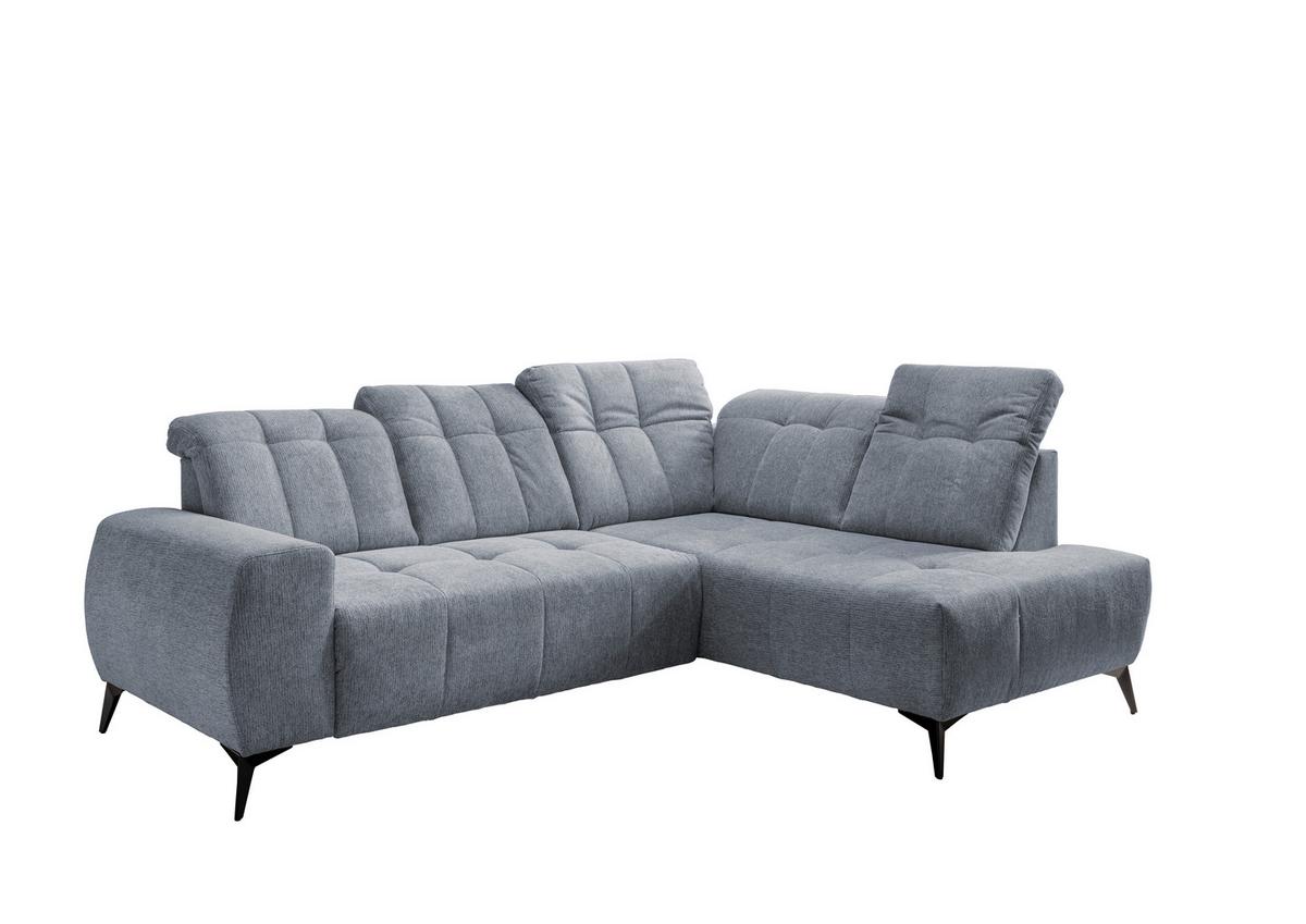 Ecksofa mit USB Anschluss Sano, Hellblau, S: 261x200 cm - Schwarz/Hellblau, MODERN, Textil (261/200cm) - Livetastic