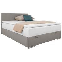 Polsterbett Mit Matratze 140x200 Cosi Taupe - Taupe/Chromfarben, KONVENTIONELL, Holz/Textil (140/200cm)