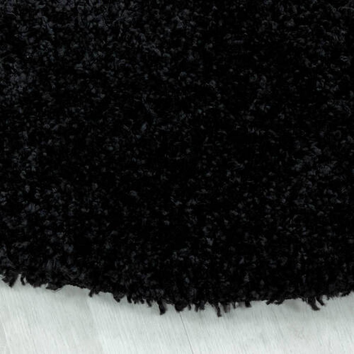 Hochflor Teppich Schwarz Naturfaser Sydney Rund Ø 80 cm - Schwarz, Basics, Textil (80cm)