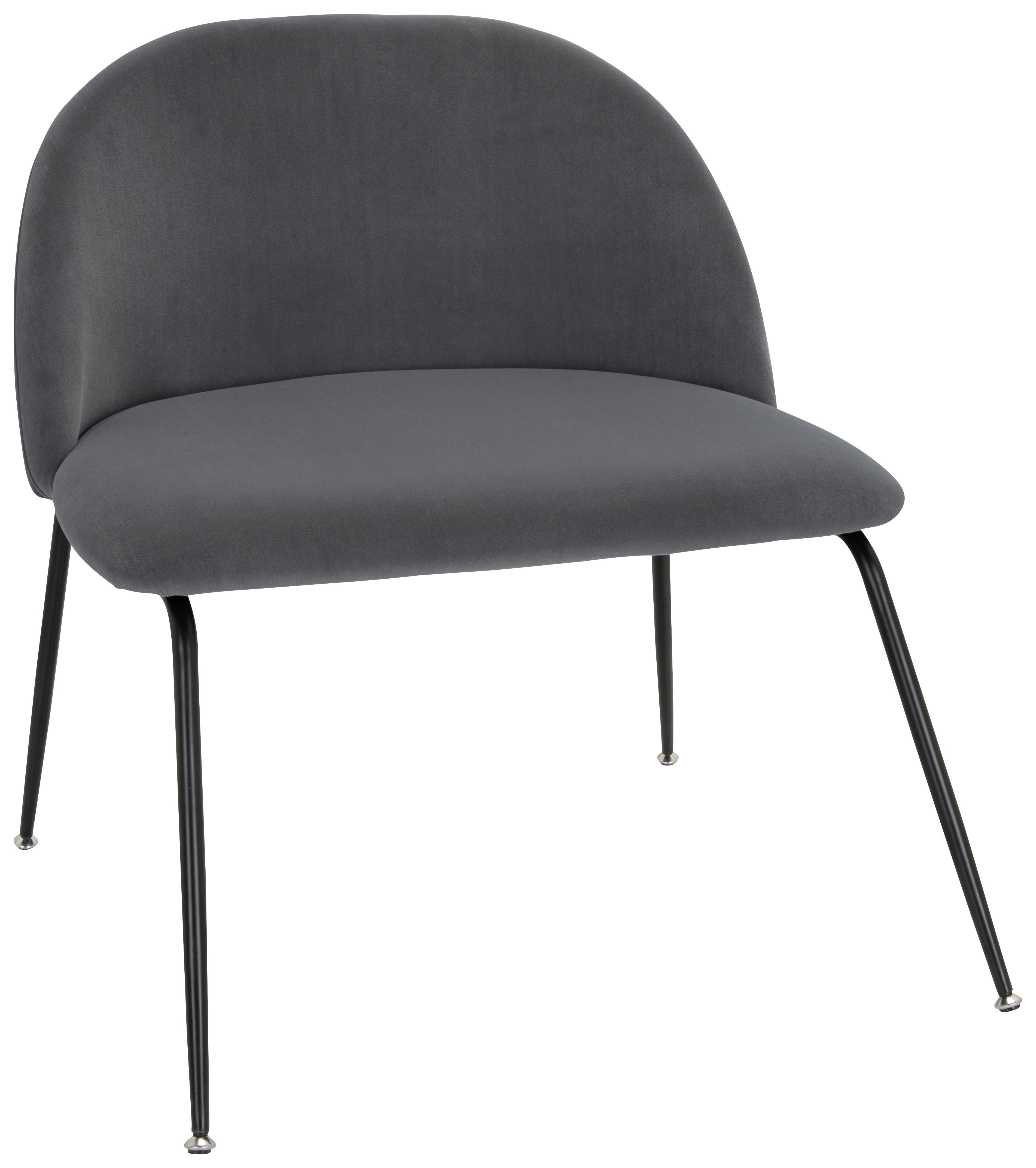 Besucherstuhl Velvo Samt Grau Bis 120 Kg - Schwarz/Grau, Basics, Textil/Metall (72/80/65cm) - MID.YOU