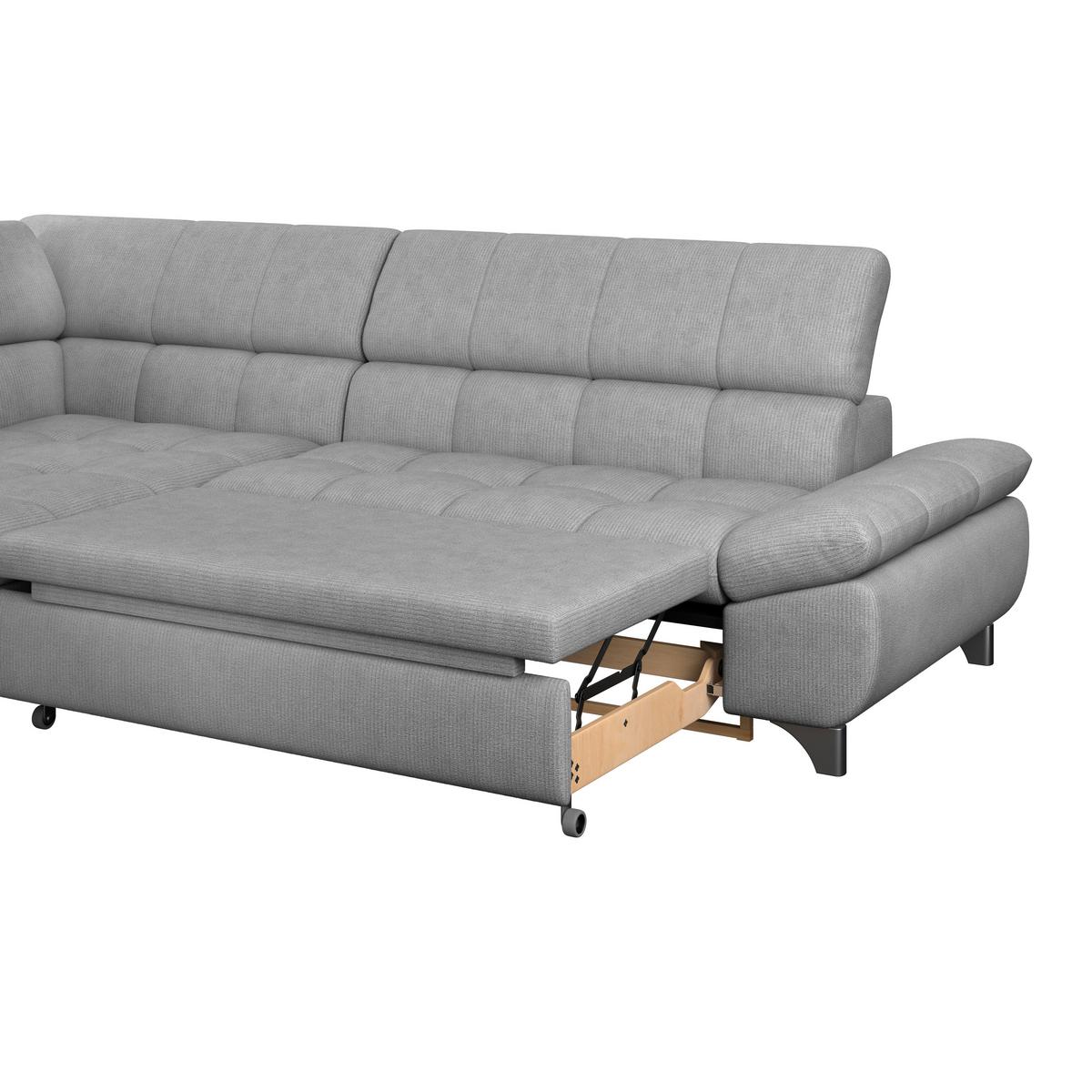 Ecksofa Mit Schlaffunktion Gemini Grau 234x312 Cm - Chromfarben/Hellgrau, KONVENTIONELL, Textil (234/312cm)