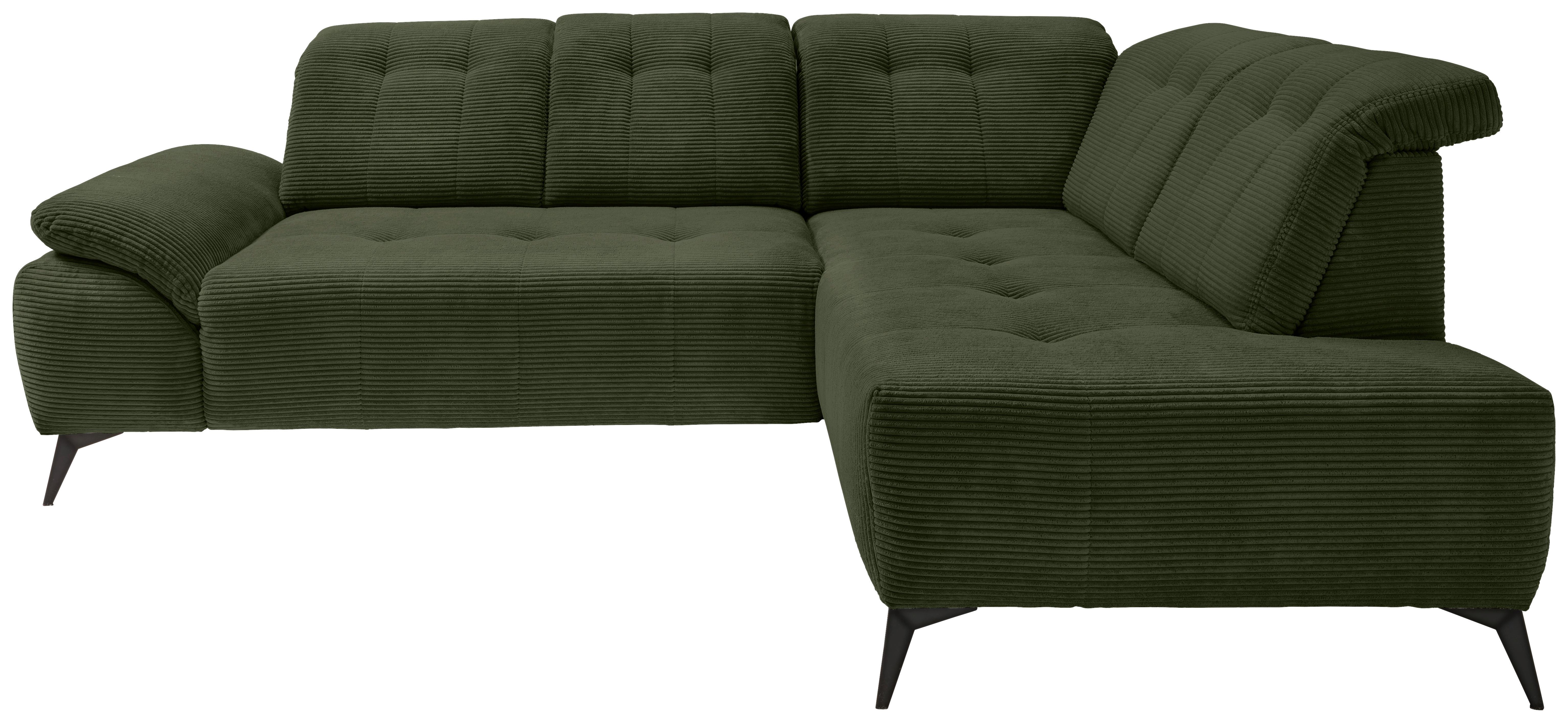 Ecksofa Fiore Dunkelgrün S: 272x200 cm - Dunkelgrün/Schwarz, MODERN, Textil (272/200cm) - Livetastic