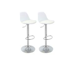 Barhocker-2er Set Scandi höhenverstellbar mit Lehne - Chromfarben/Weiß, MODERN, Kunststoff/Textil (41,5/84-104/37,5cm) - MID.YOU