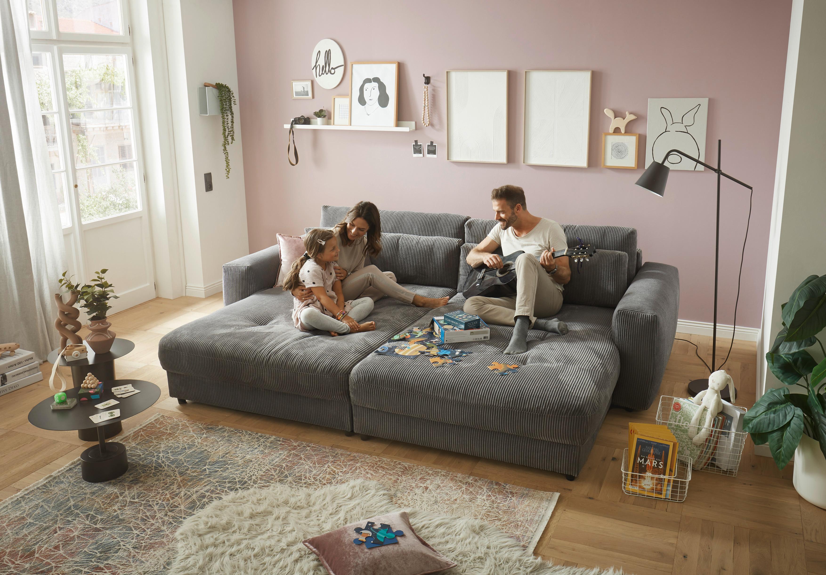 Mega pohovka LOVESEAT antracitová - čierna/antracitová, Konventionell, kompozitné drevo/textil (292/90/194cm) - MID.YOU