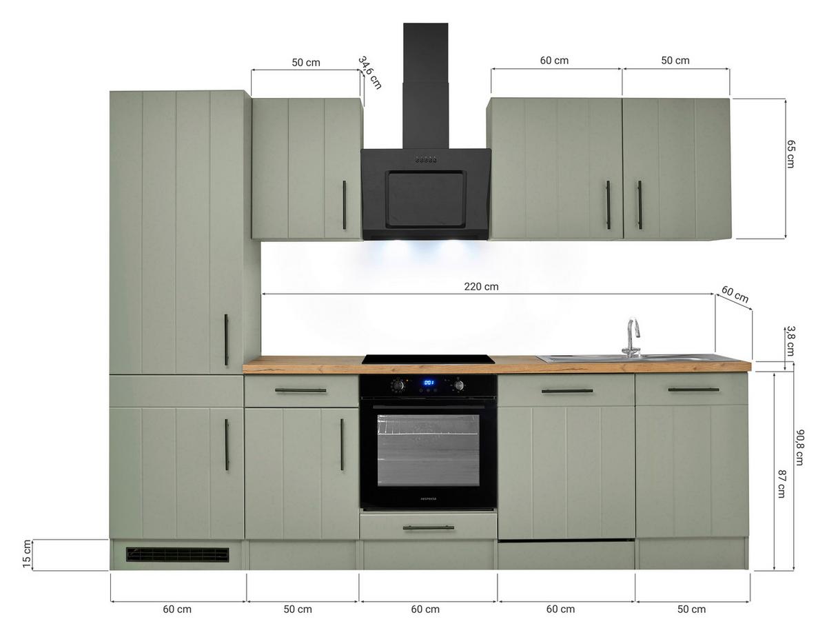 Küchenblock Anton Wildeiche/Schilfgrün B: 280cm - Schilfgrün/Wildeiche, Trend, Holzwerkstoff (280cm) - Respekta