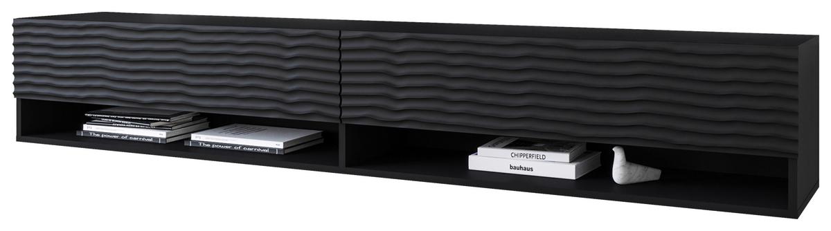 Lowboard Amadeo A180 Schwarz B: 180cm - Schwarz/Grau, LIFESTYLE, Holzwerkstoff (180/30/31cm) - P & B