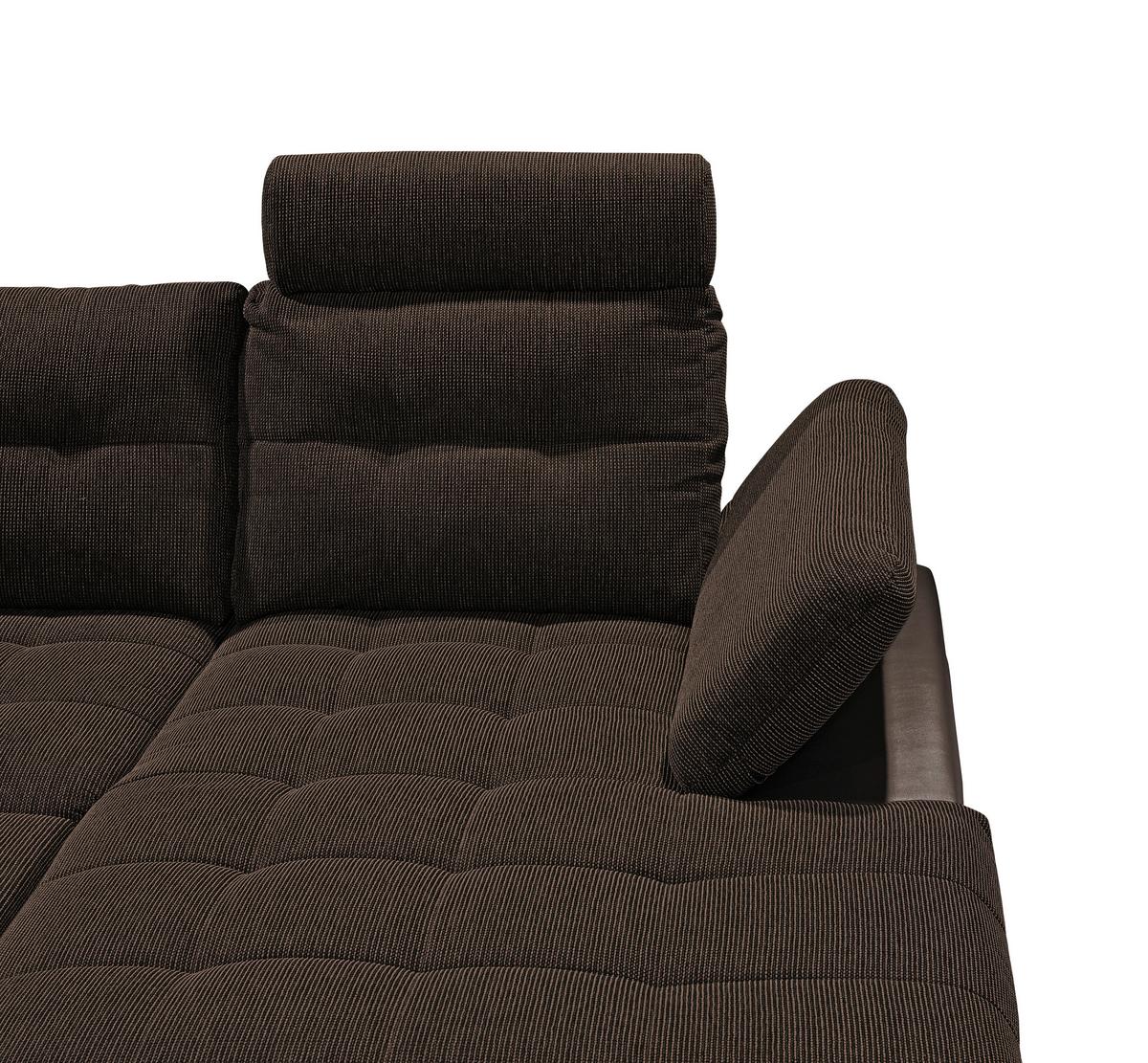 Wohnlandschaft Jakarta U Dunkelbraun - Dunkelbraun/Silberfarben, MODERN, Holzwerkstoff/Textil (218/324/170cm) - MID.YOU