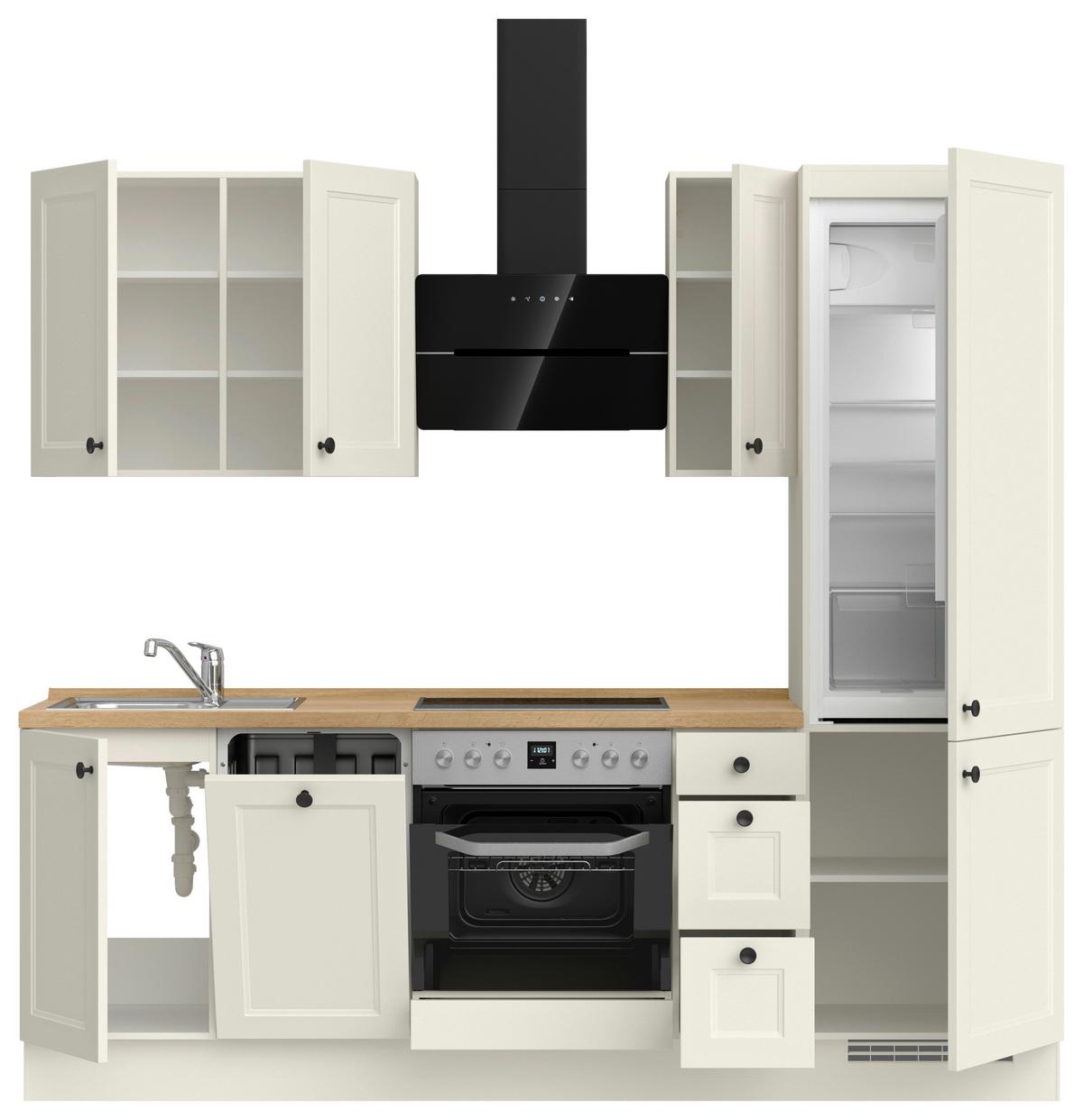 Kuchynská linka 240 cm, biela/dekor dub Sierra - čierna/biela, Modern, kov/kompozitné drevo (240cm) - Nobilia