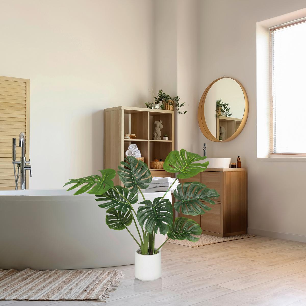 Kunstpflanze Grün/weiß B: 33 Cm - Weiß/Grün, MODERN, Kunststoff (33/90/37cm) - MID.YOU