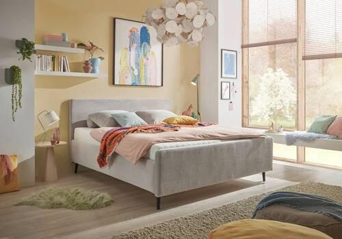 Polsterbett Peach - Hellgrau/Schwarz, MODERN, Holzwerkstoff/Textil (180/200cm) - MID.YOU