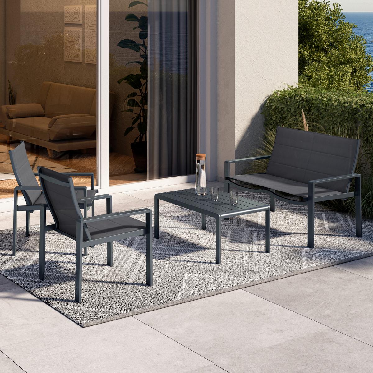Loungegarnitur Palma - Dunkelgrau, MODERN, Textil/Metall - Luca Bessoni
