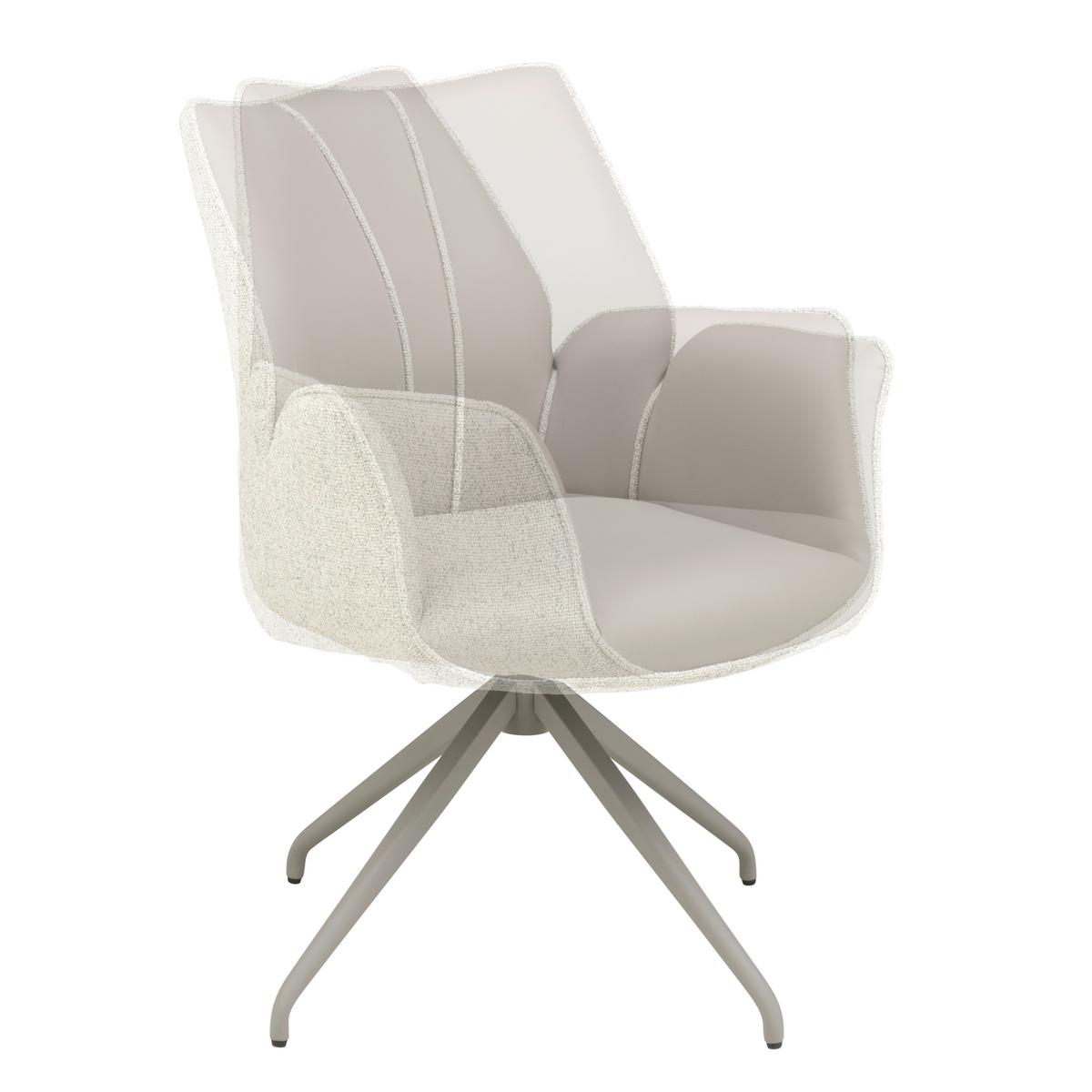 Armlehnstuhl Darcy Lederlook Grau 360° Drehbar - Champagner/Grau, KONVENTIONELL, Textil/Metall (61/82,5/61cm) - Livetastic