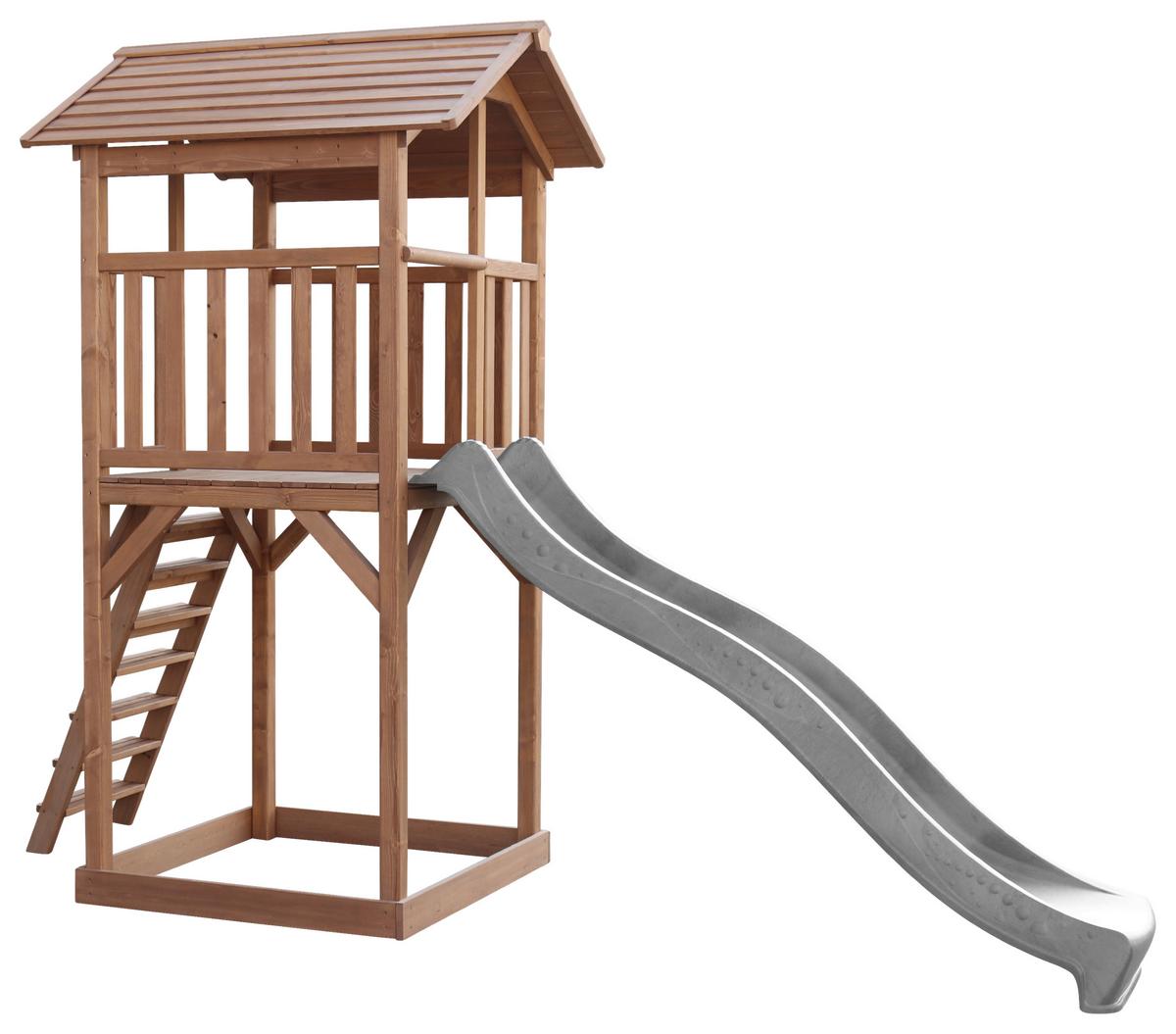Spielturm A025.120.80 - Braun/Grau, KONVENTIONELL, Holz/Kunststoff (111,2/241,9/349cm) - Ambia Garden