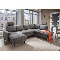 Wohnlandschaft Passione Dunkelgrau U: 153x305x200 cm - Dunkelgrau/Schwarz, MODERN, Textil (153/305/200cm) - Livetastic